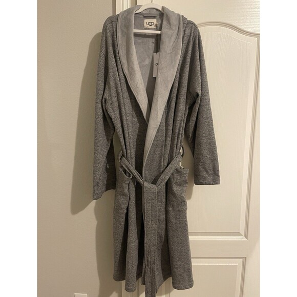 UGG‎ Robinson Men's Size L/XL Grey Heather Robe Cotton Fleece 1096932 NEW - Picture 6 of 9